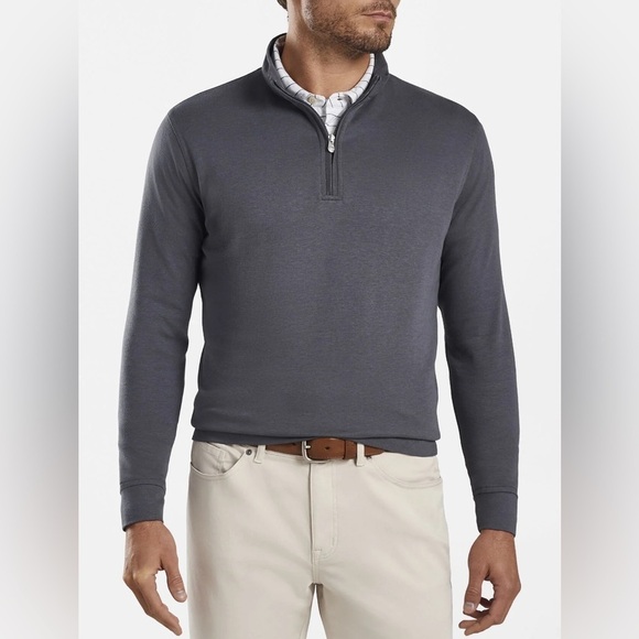 Peter Millar Other - Peter Millar Light Gray Crown Comfort Interlock Quarter-Zip